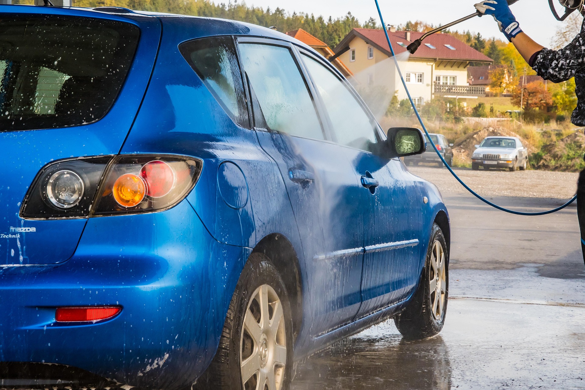 blue car washed at a premium express car wash